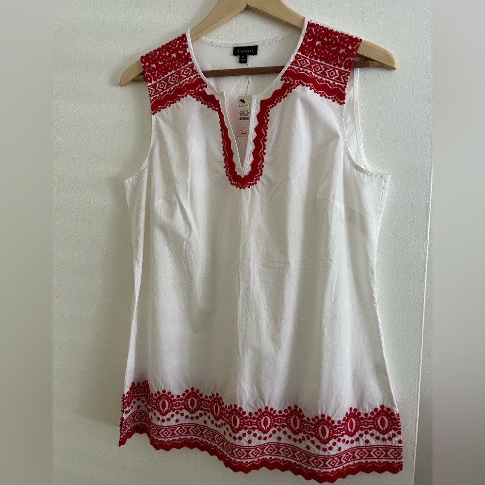 Talbots women’s blouse with embroidery.